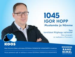 Выборы-2023: Кандидаты от KOOS/ВМЕСТЕ - Игорь Хопп (Округ №3 - Мустамяэ, Нымме)