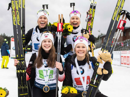 Биатлон. КМ-2019/20. Норвежские спортсменки выиграли все шесть эстафет сезона.