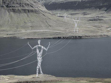 Пейзажи Исландии дополнят выполненные в виде человеческих фигур опоры линий электропередач