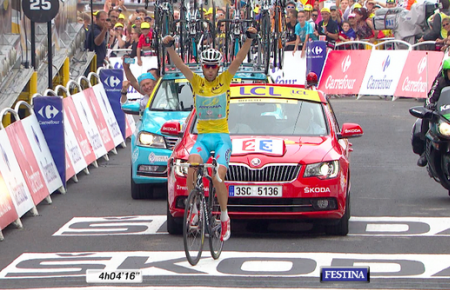 Велоспорт. Винченцо Нибали практически оформил победу в `Туре`, выиграв подъем на Отакам.