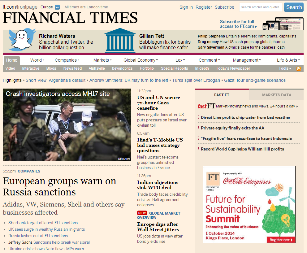 The Financial Times: Санкции против России уже оказывают отрицательное влияние на ЕС.